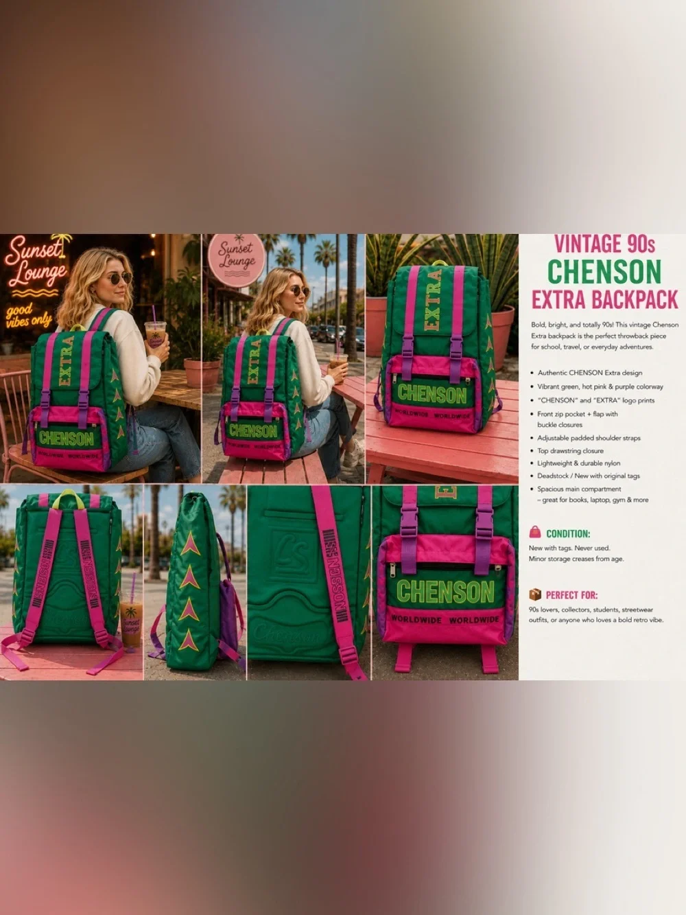 Vintage 90s Chenson “EXTRA” Backpack – New With Tags (Deadstock)